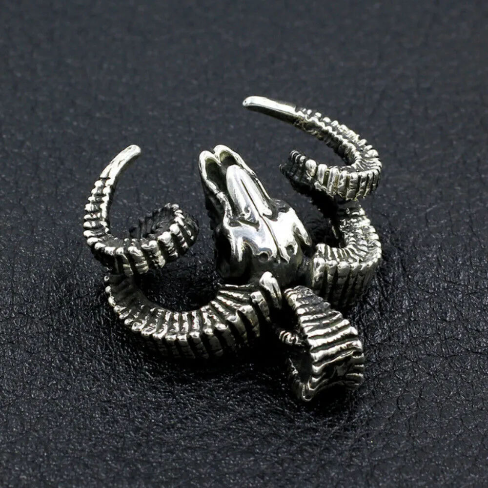 Men's Women's Real Solid 925 Sterling Silver Pendants Skull Goat Horn Goat Head