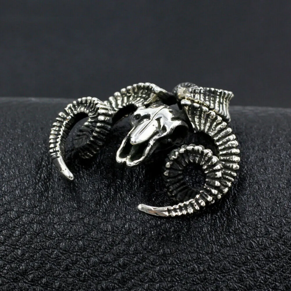Men's Women's Real Solid 925 Sterling Silver Pendants Skull Goat Horn Goat Head