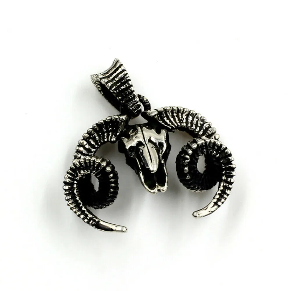Men's Women's Real Solid 925 Sterling Silver Pendants Skull Goat Horn Goat Head