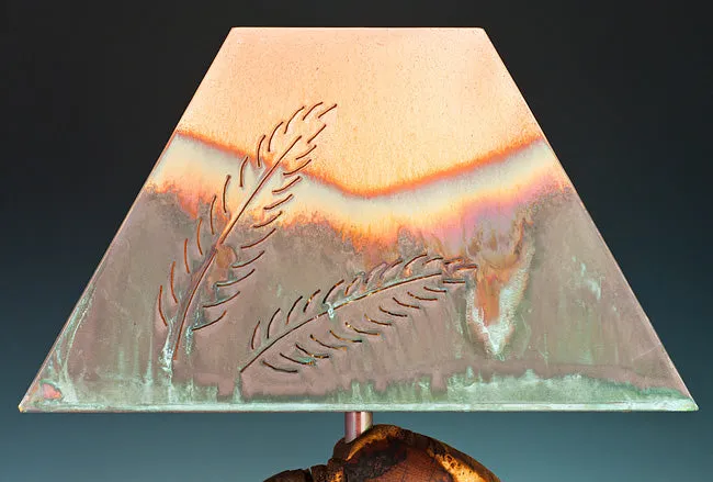 Mesquite Lamp/ Turquoise Inlay with Feather Copper Shade
