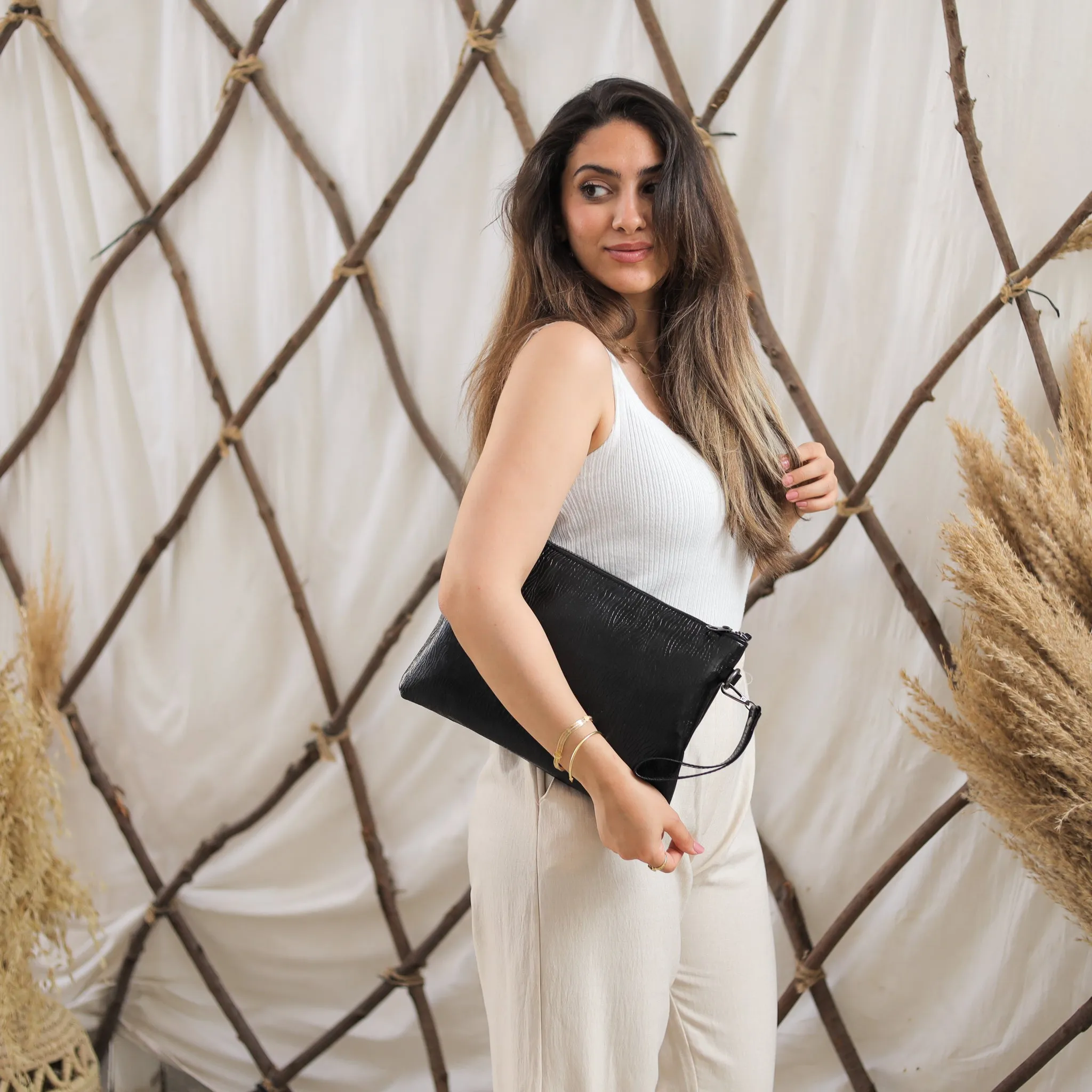 Metallic Black Clutch