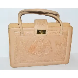 Mexican Eagle Tooled Natural Leather Purse