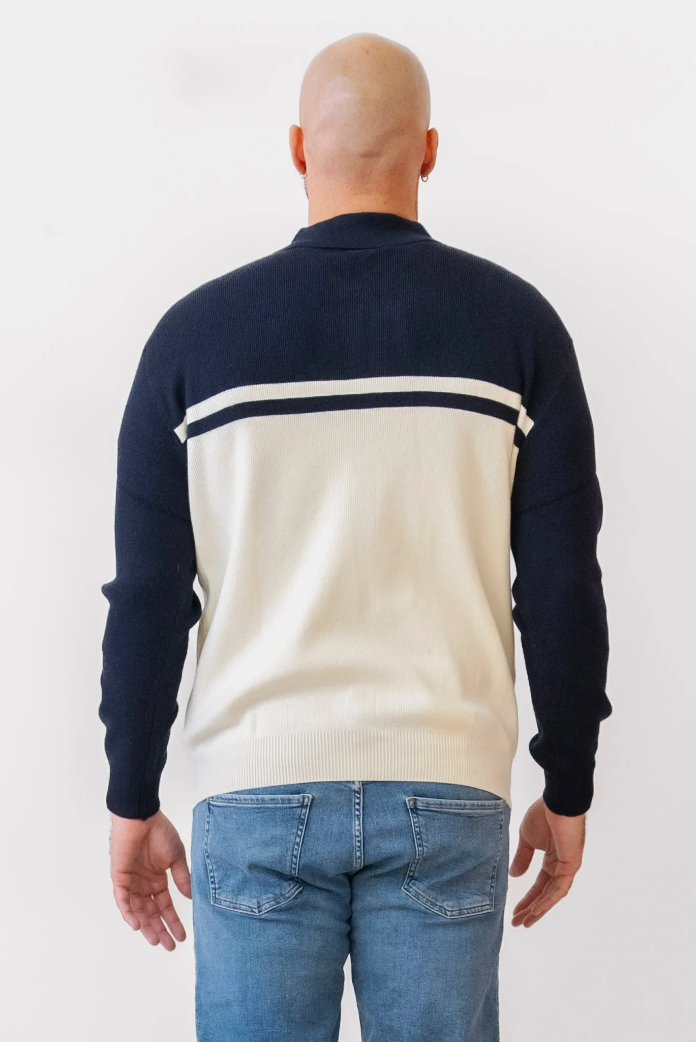 MIND BRIDGE Block Half Zip Sweater
