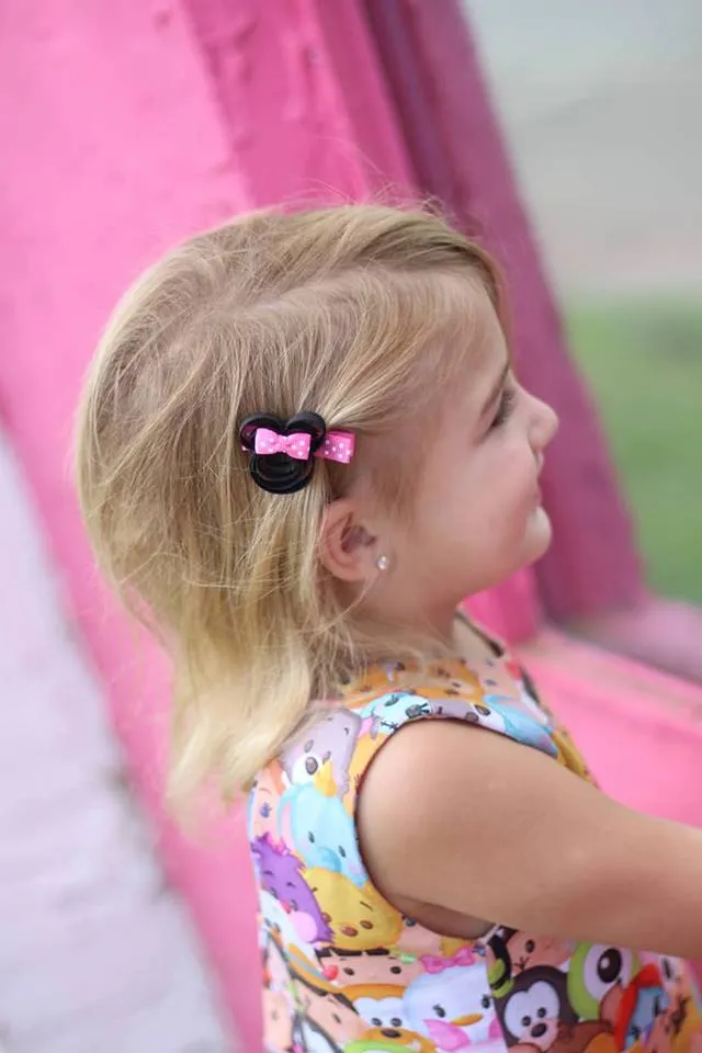 Minnie Mouse Ribbon Sculpture Hair Clip in Pink or Red
