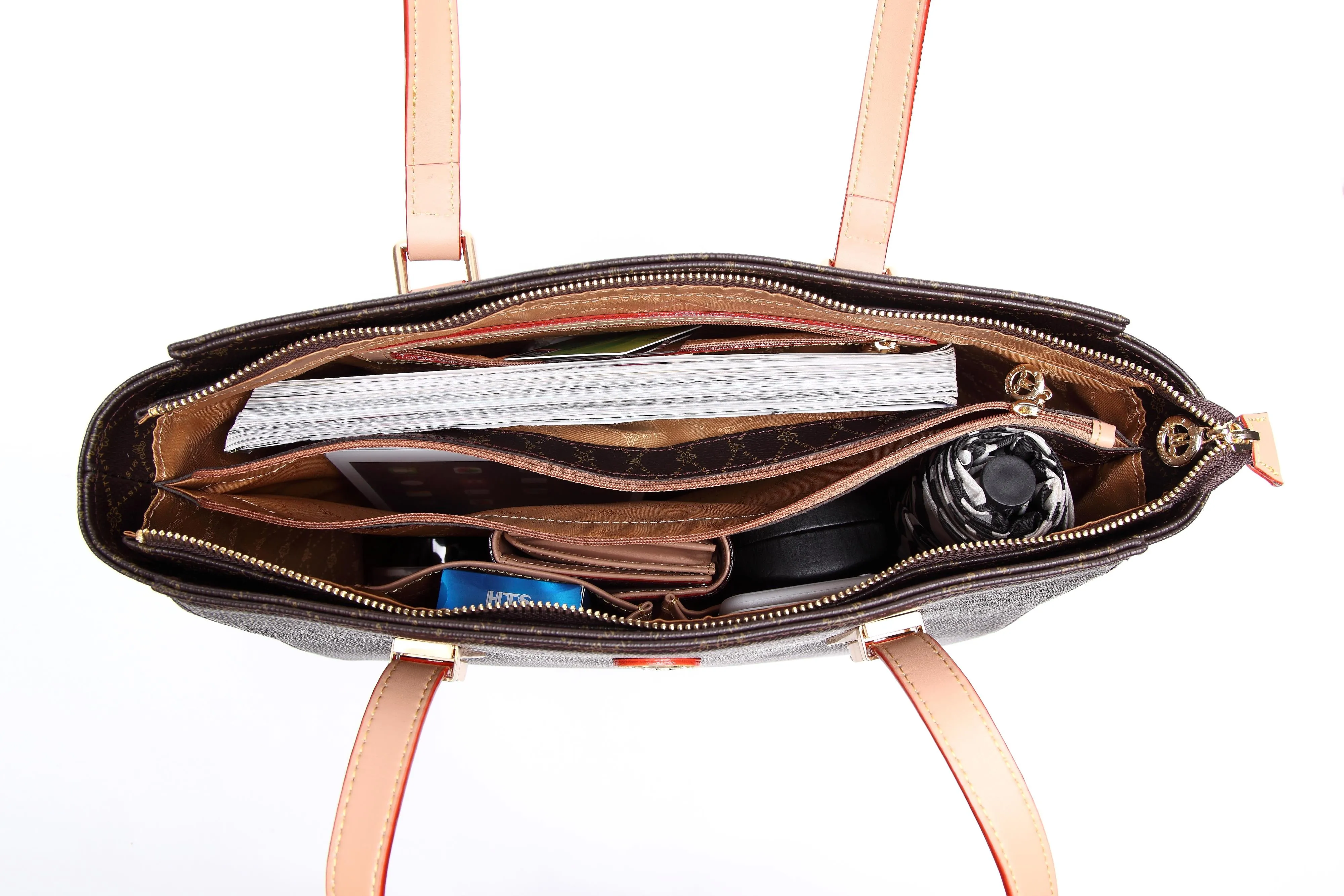 Misty Timeless Tresor Leather Tote Bag [MT8772-BN]
