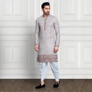 Multi Hue Floral Embroidered Ethnic Kurta Set