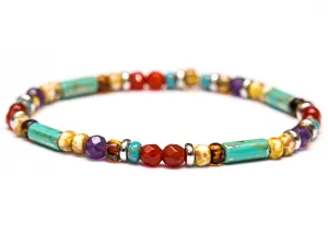 Multicolor 14k White Gold Stretch Bracelet - Women and Men's Bracelet