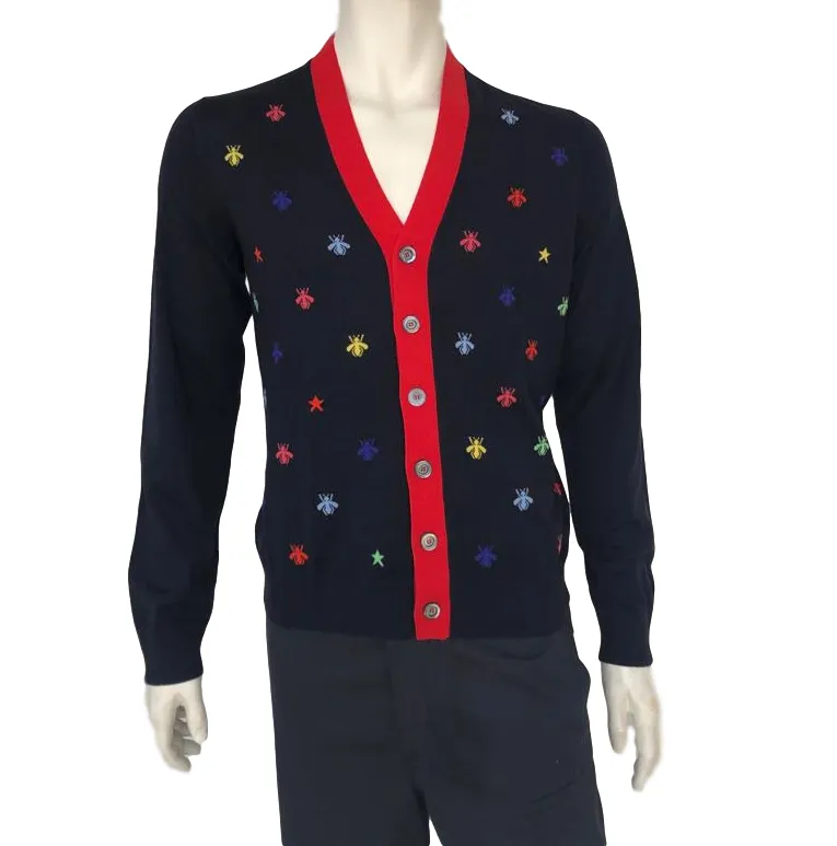 Multicolor Bee & Star Wool Cardigan