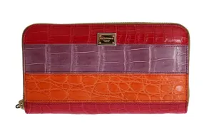 Multicolor Caiman Crocodile Leather Continental Wallet