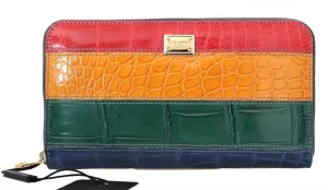 Multicolor Crocodile Leather Continental Wallet