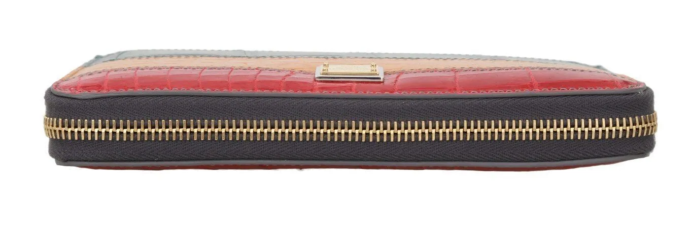 Multicolor Crocodile Leather Continental Wallet