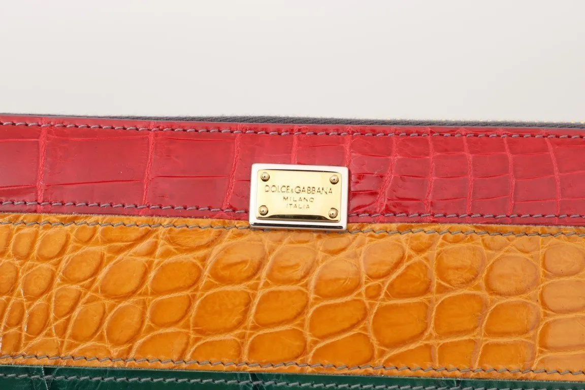 Multicolor Crocodile Leather Continental Wallet