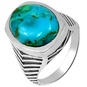 Natural Blue Mohave Turquoise 925 Solid Sterling Silver Men's Ring Size 8, 10, 11, 12, 13