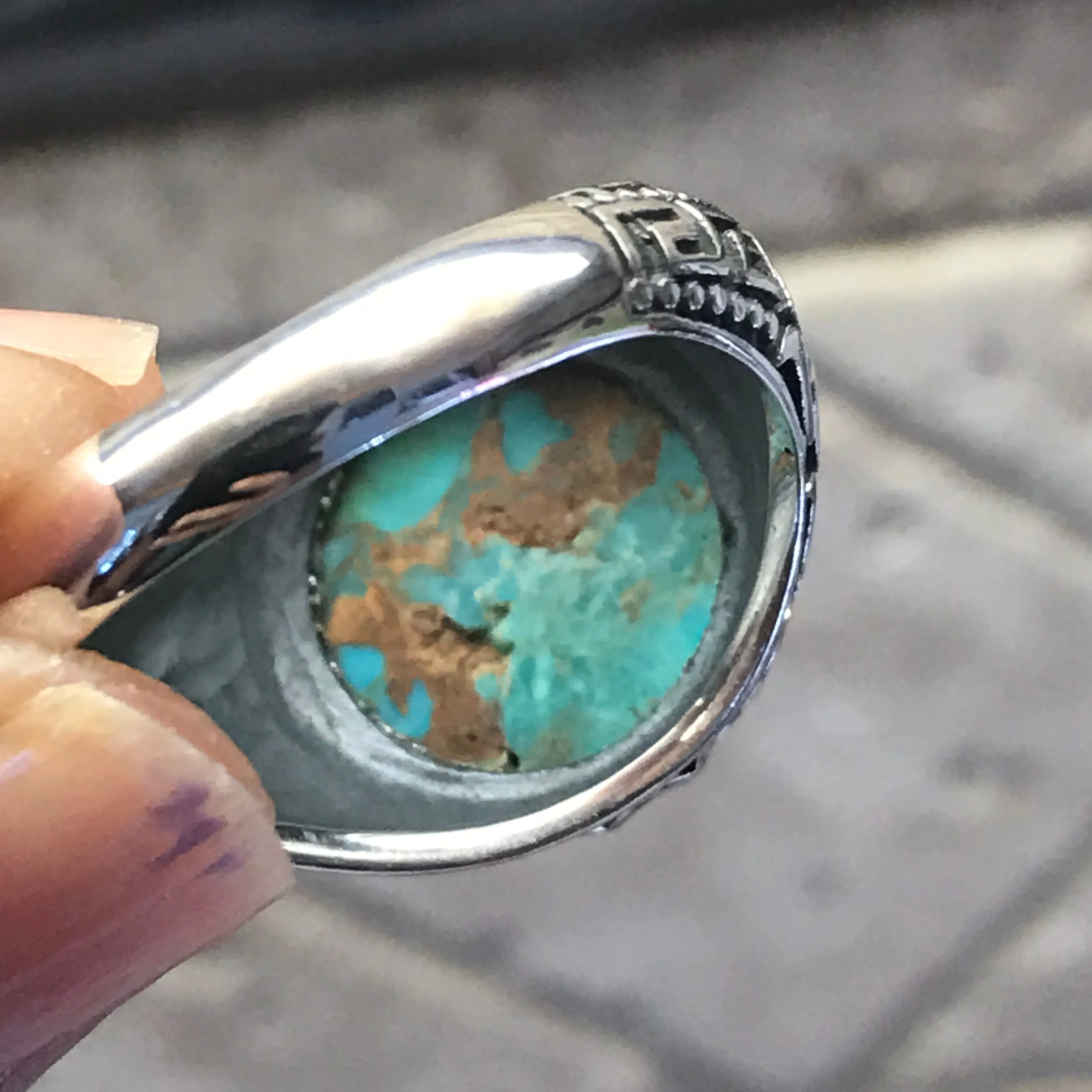 Natural Green and Blue Mohave Turquoise 925 Solid Sterling Silver Men's Ring Size 9, 10, 11, 12, 13