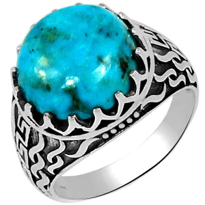 Natural Green and Blue Mohave Turquoise 925 Solid Sterling Silver Men's Ring Size 9, 10, 11, 12, 13