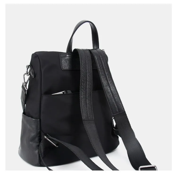 Nylon Rucksack BackpackWomens Convertible Backpack Handbag Black Nylon Backpack