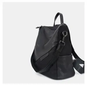 Nylon Rucksack BackpackWomens Convertible Backpack Handbag Black Nylon Backpack
