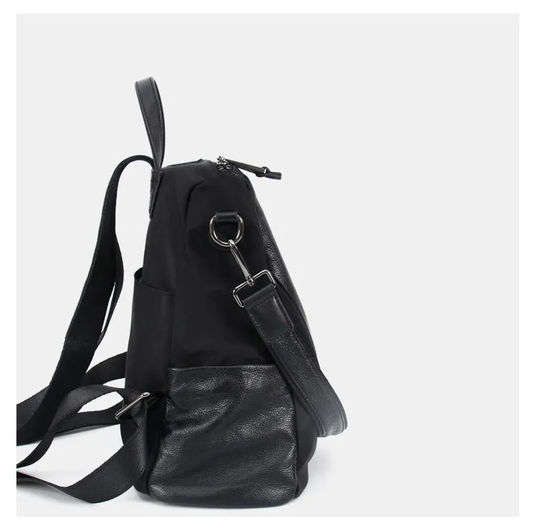 Nylon Rucksack BackpackWomens Convertible Backpack Handbag Black Nylon Backpack