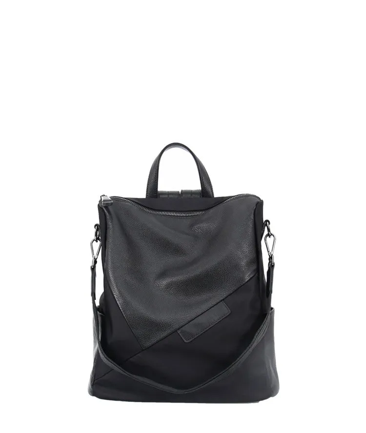 Nylon Rucksack BackpackWomens Convertible Backpack Handbag Black Nylon Backpack