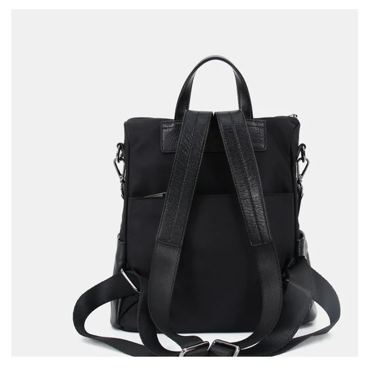Nylon Rucksack BackpackWomens Convertible Backpack Handbag Black Nylon Backpack