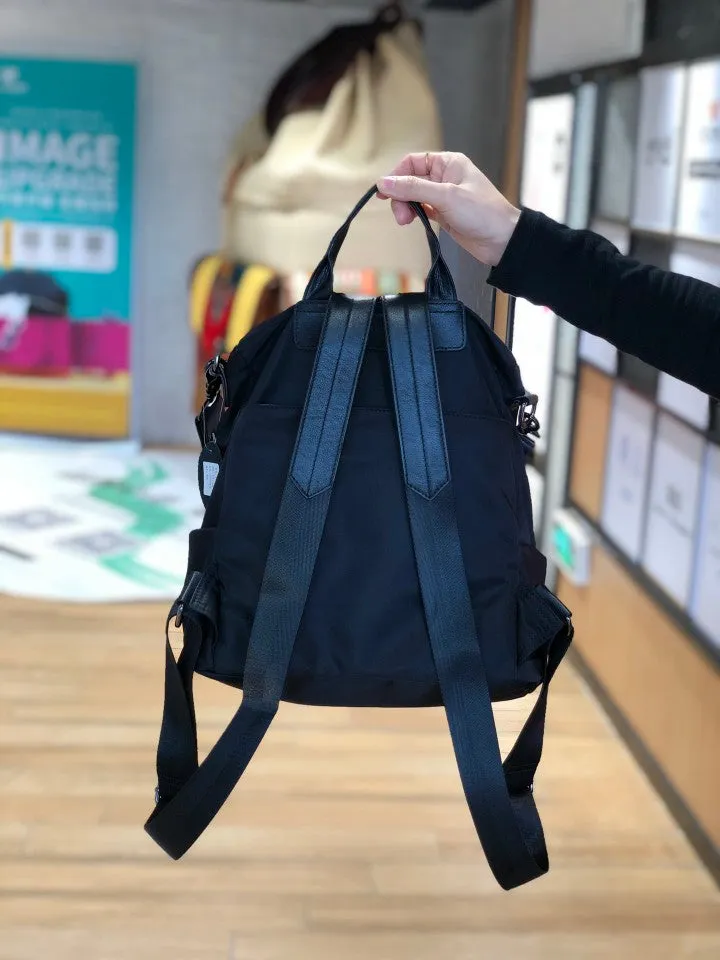 Nylon Rucksack BackpackWomens Convertible Backpack Handbag Black Nylon Backpack