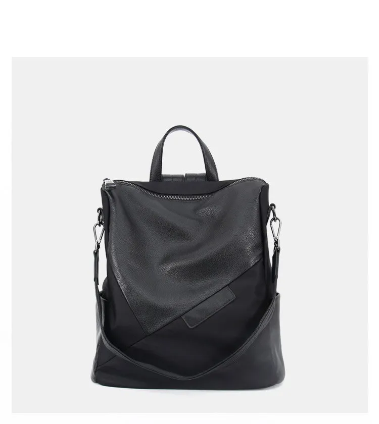 Nylon Rucksack BackpackWomens Convertible Backpack Handbag Black Nylon Backpack