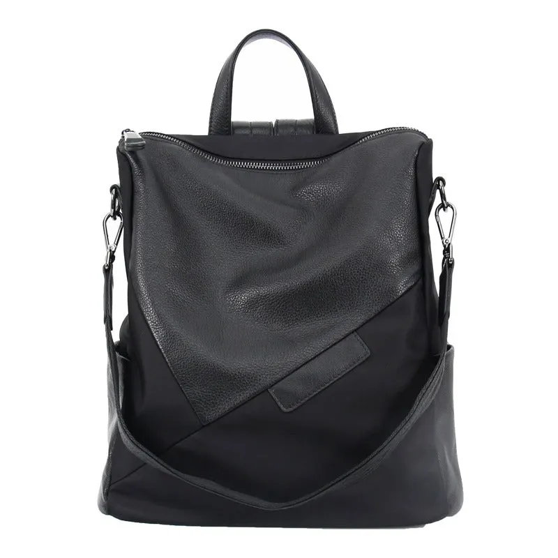 Nylon Rucksack BackpackWomens Convertible Backpack Handbag Black Nylon Backpack