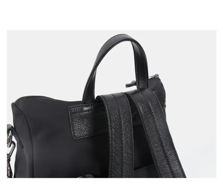 Nylon Rucksack BackpackWomens Convertible Backpack Handbag Black Nylon Backpack