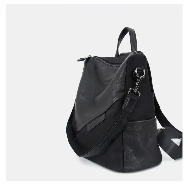 Nylon Rucksack BackpackWomens Convertible Backpack Handbag Black Nylon Backpack