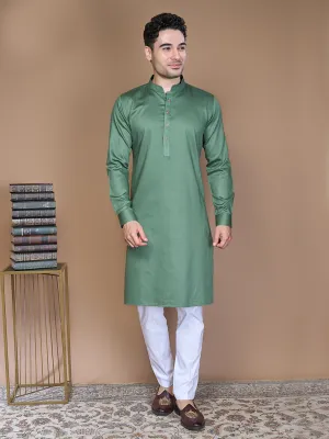 Pastel Green Silk Kurta Set