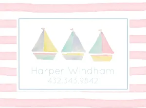 Pastel Sailboats Luggage Tag in Pink