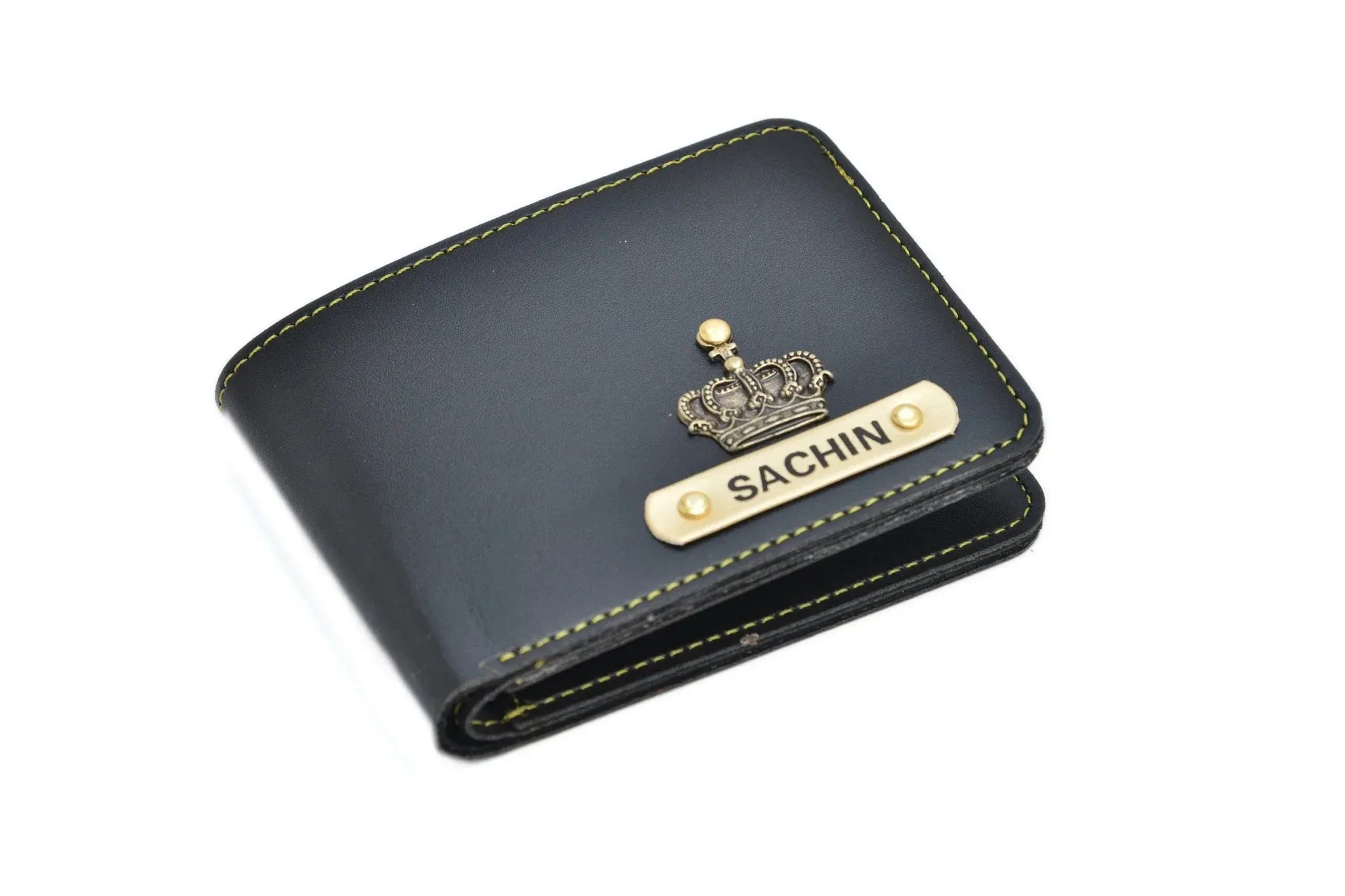 Personalised Leather Wallet   Pen & keychain Combo - Black