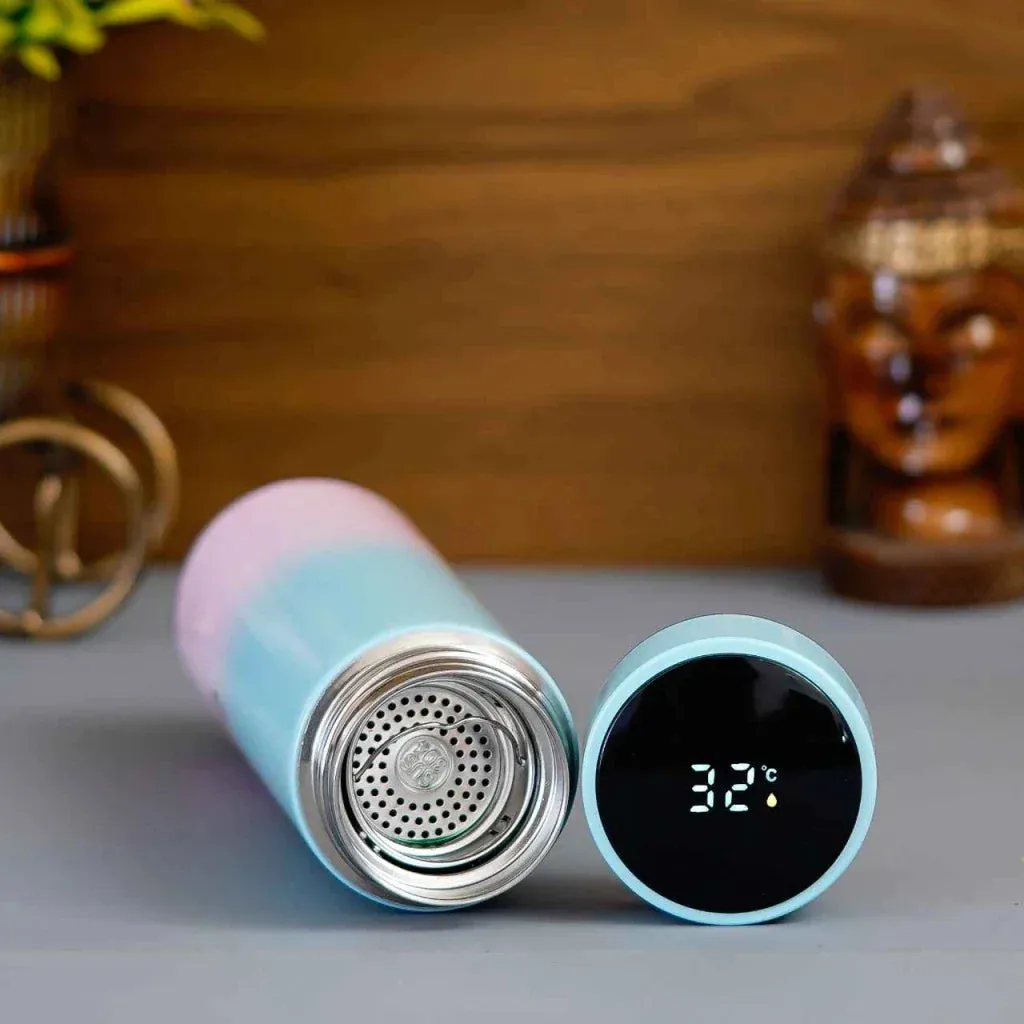 Personalised Pastel Temperature Display Bottle & All in One Men's Combo (2 pcs) - Black