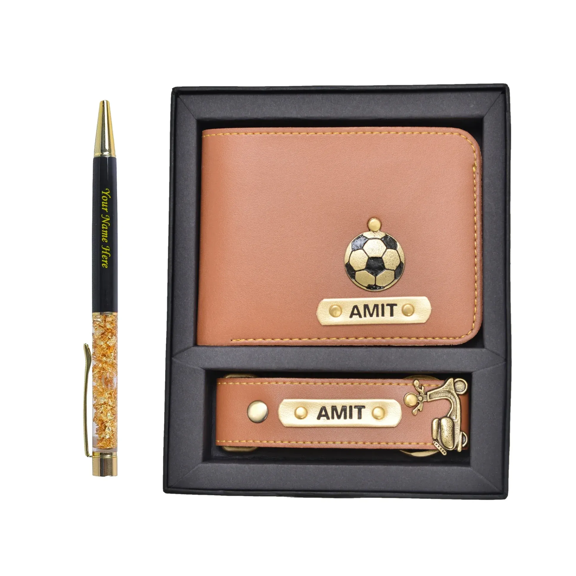 Personalized Pen & Men's Combo (2 pcs) - Tan