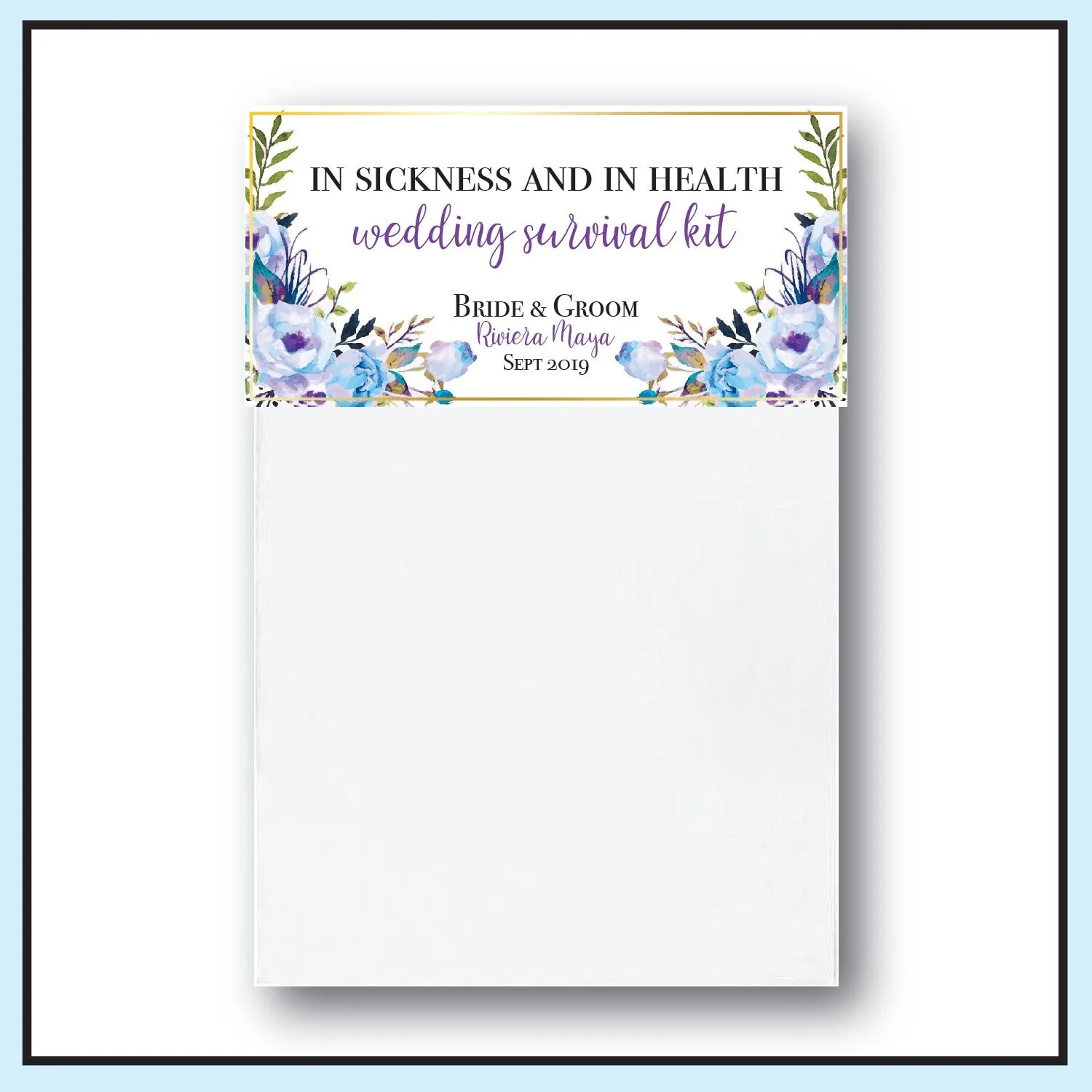 Personalized Wedding Hangover Recovery Kit Bag & Topper - Floral