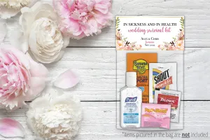 Personalized Wedding Hangover Recovery Kit Bag & Topper - Floral