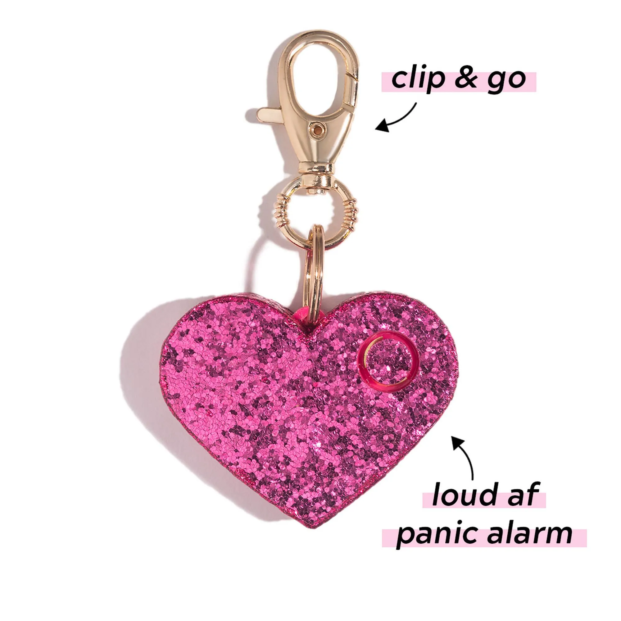 Pink Glitter Heart Safety Alarm