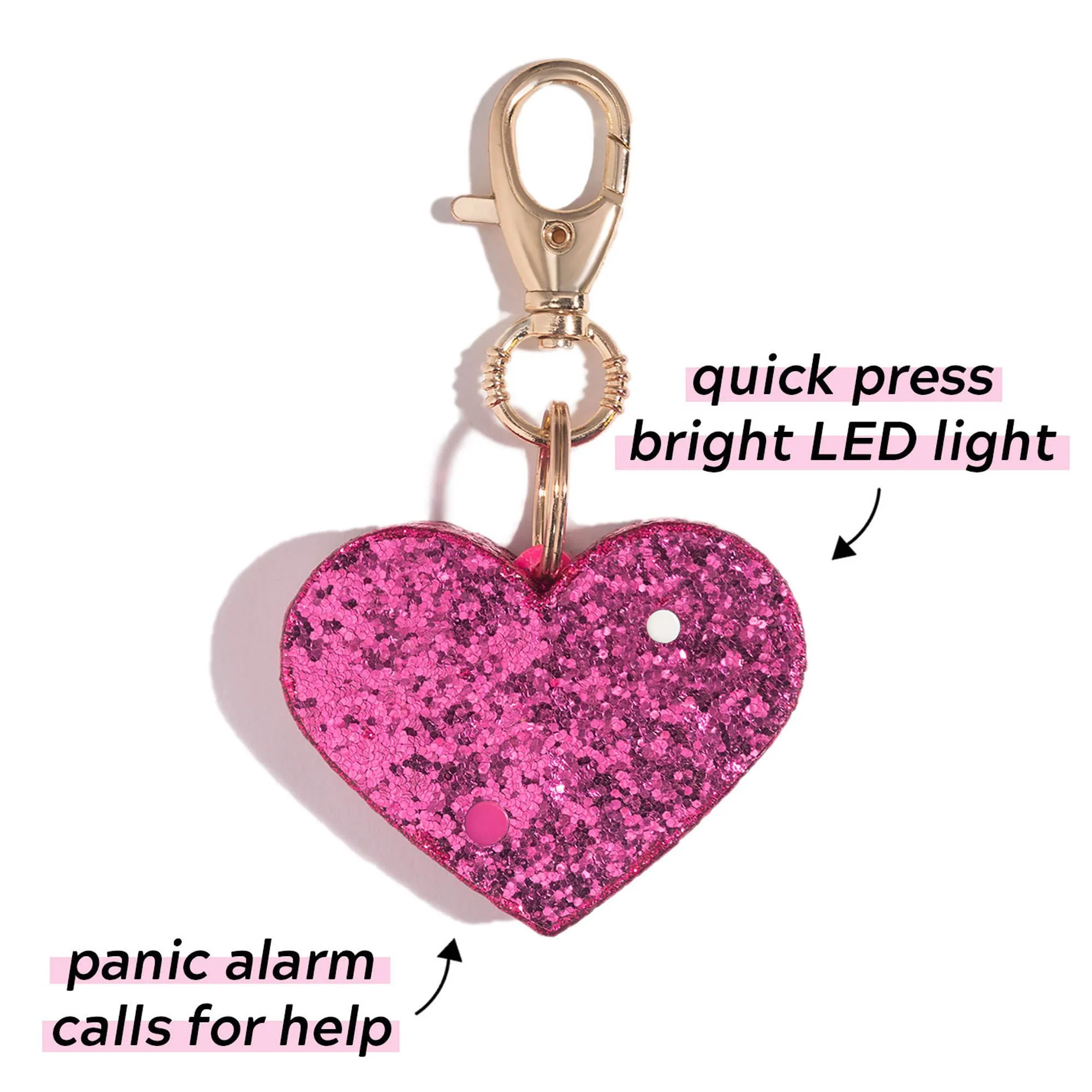 Pink Glitter Heart Safety Alarm