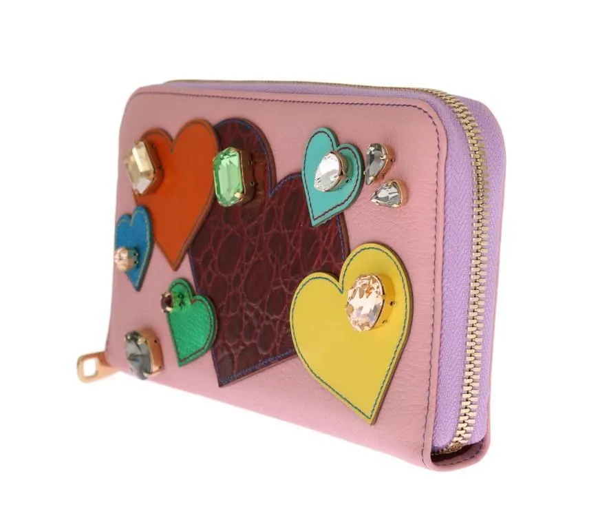 Pink Leather Continental Clutch Wallet