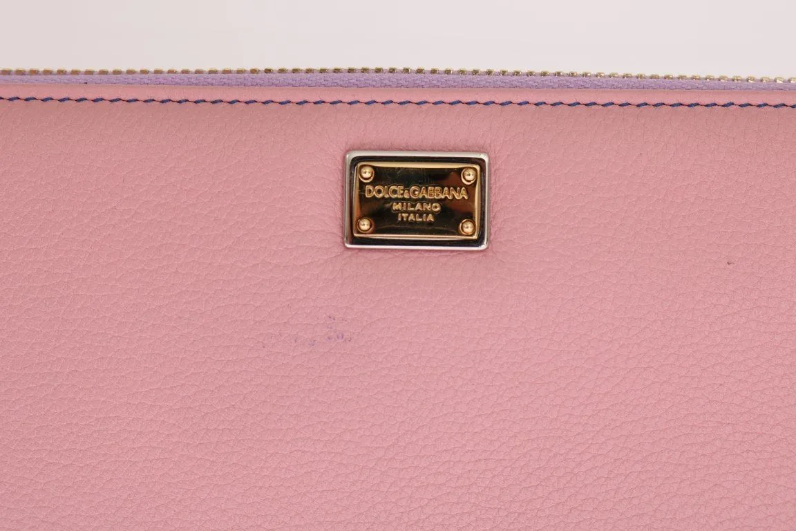 Pink Leather Continental Clutch Wallet