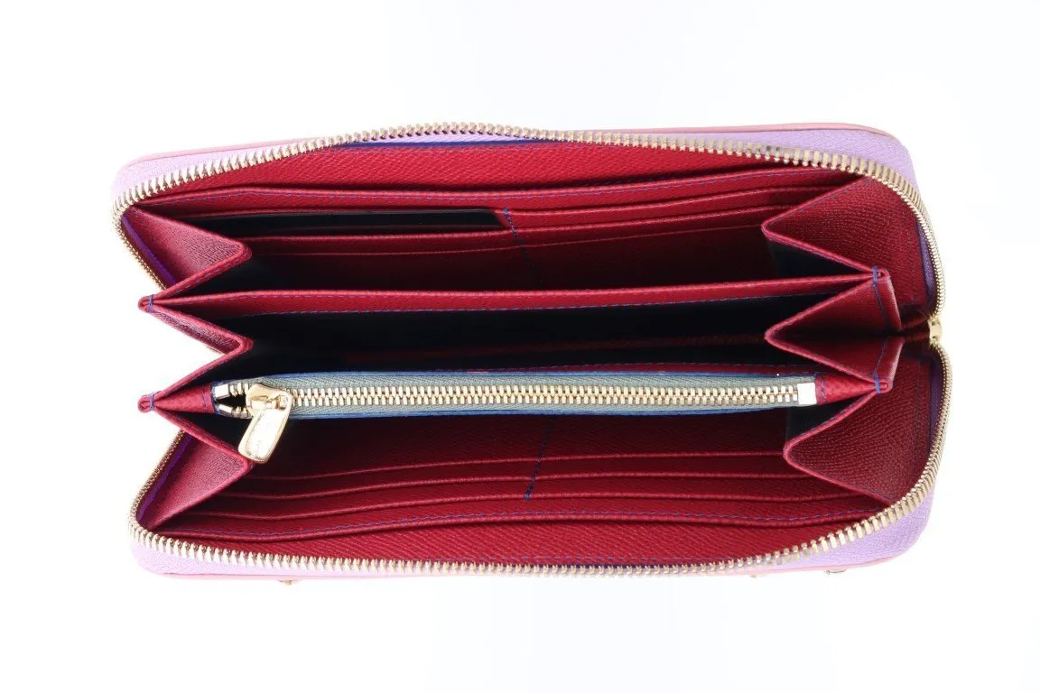 Pink Leather Continental Clutch Wallet