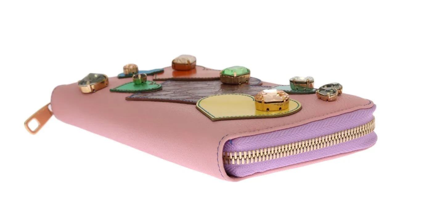 Pink Leather Continental Clutch Wallet