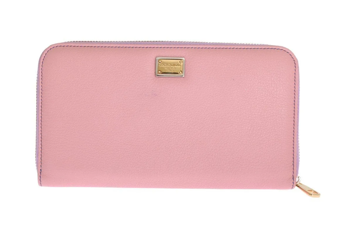 Pink Leather Continental Clutch Wallet