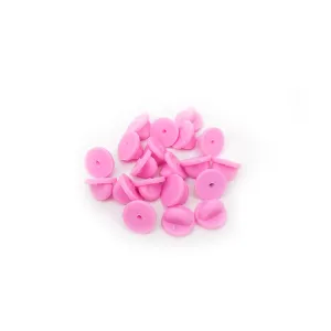 Pink Rubber Clutches (Backings Clasp) for Enamel Pin Back | Pack of 20