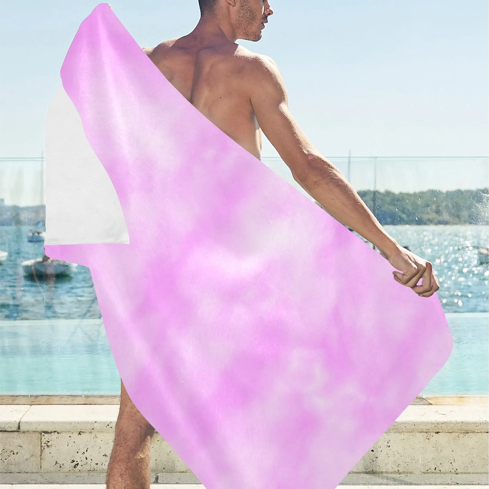 Pink Tie Dye Beach Towel Made In USA