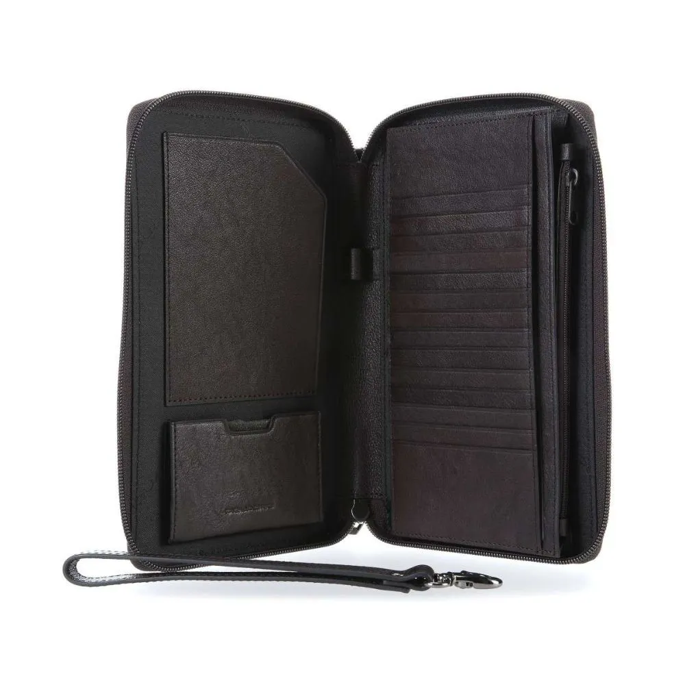 Piquadro Square 9" Organizer Brown Brownsize Small