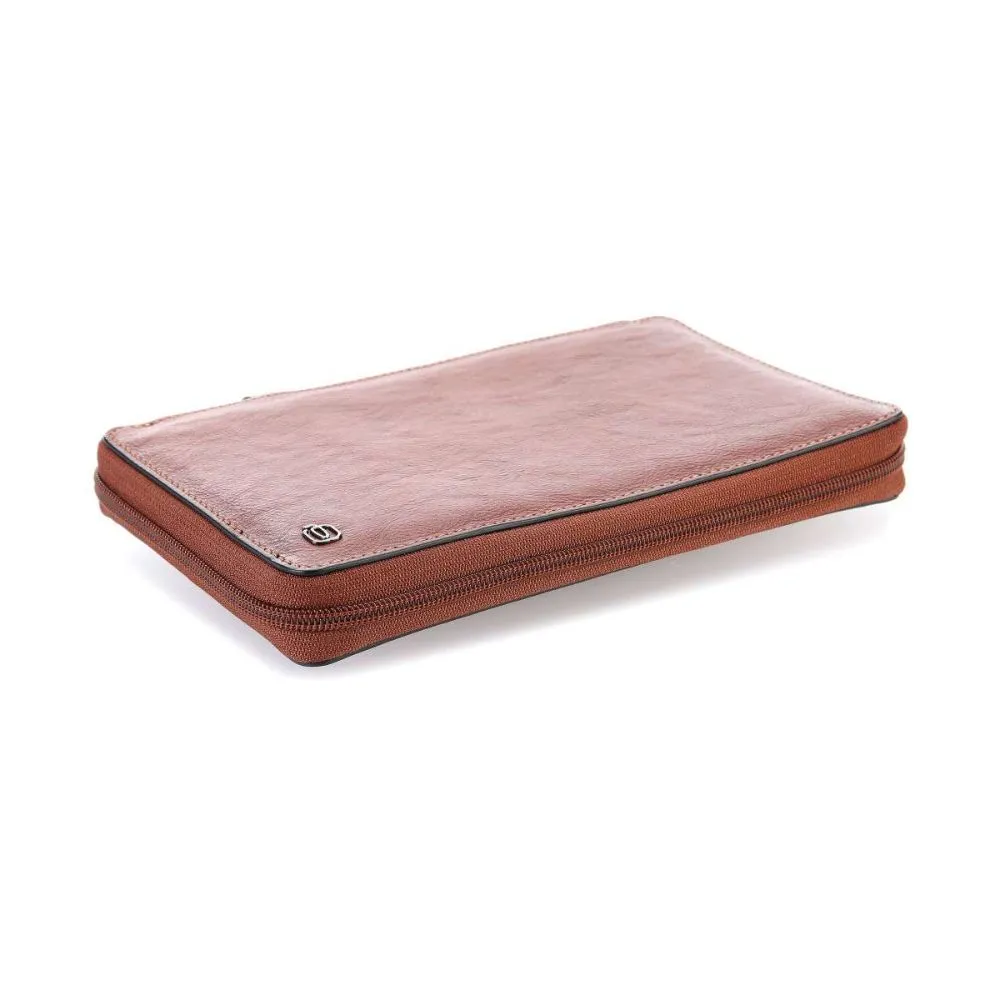 Piquadro Square 9" Organizer Tobacco Tobaccosize Small