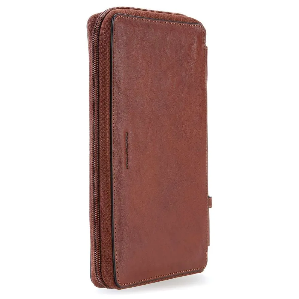 Piquadro Square 9" Organizer Tobacco Tobaccosize Small