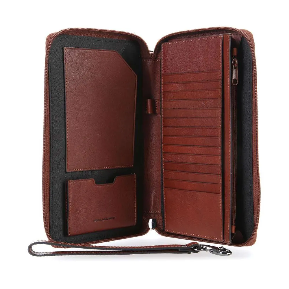 Piquadro Square 9" Organizer Tobacco Tobaccosize Small