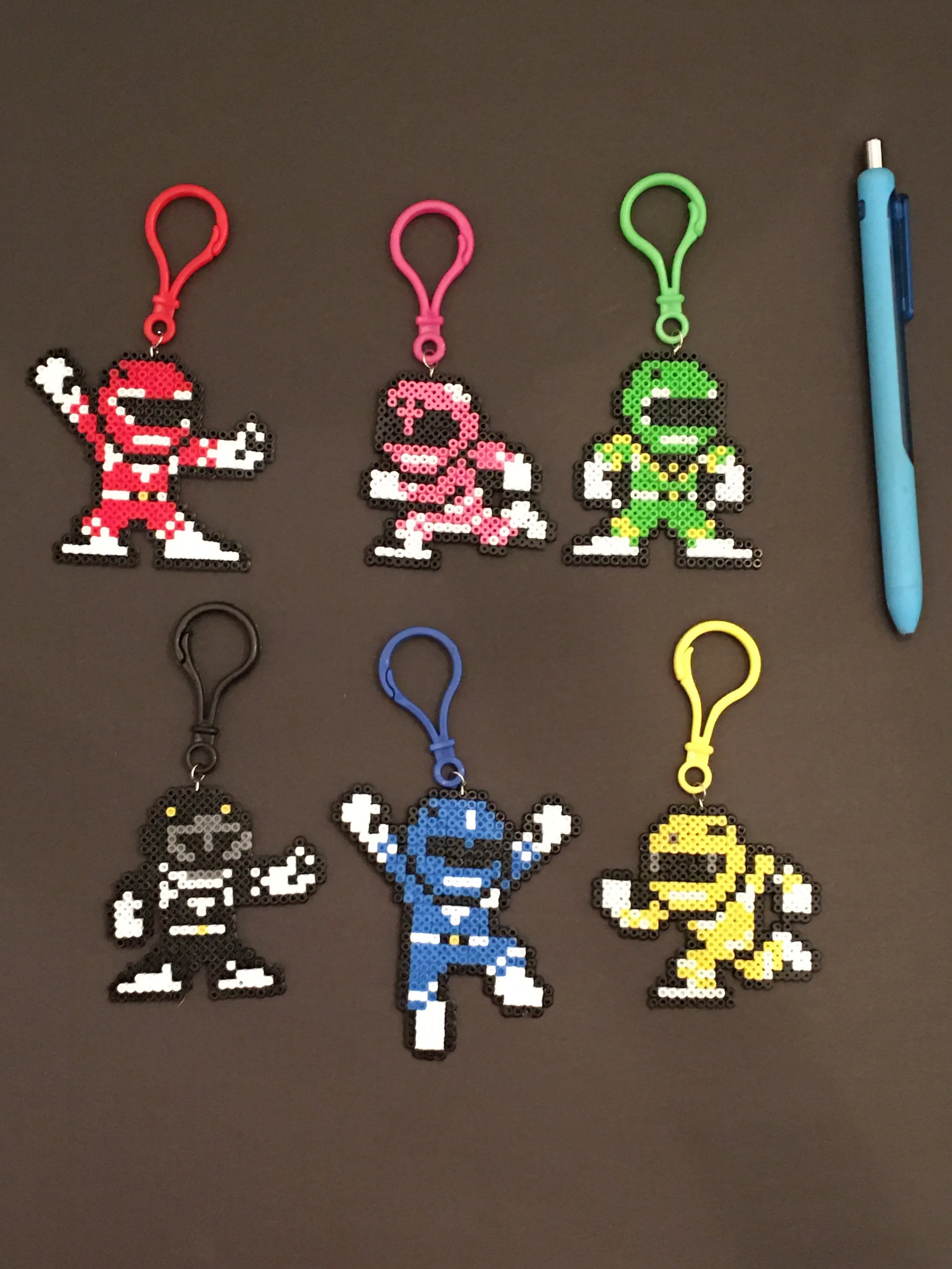 Power Ranger Clips or Magnets- Mini Beads - Perfect for Backpacks, Lockers, Party Favors, Purses, Bags and More